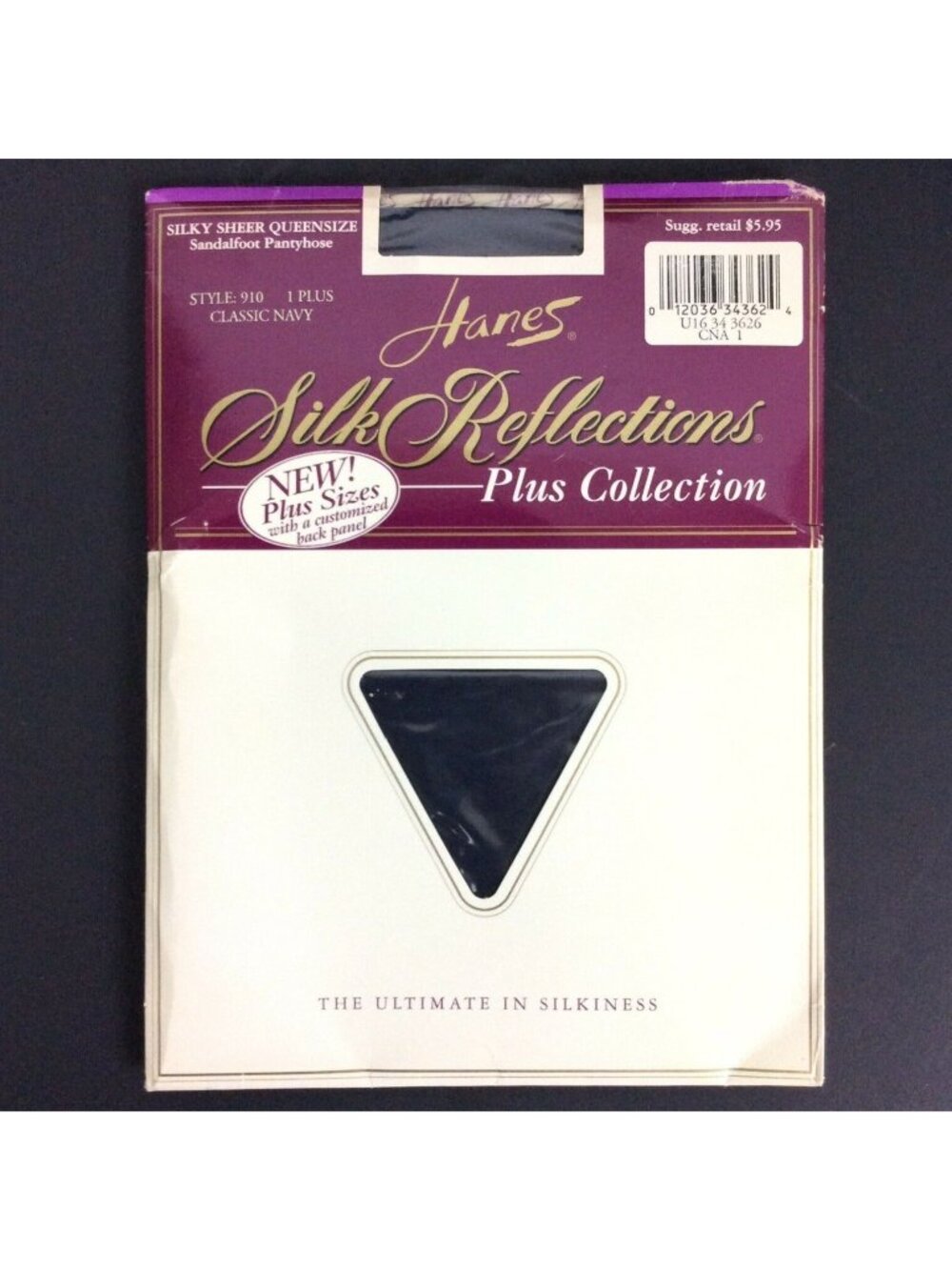 Hanes Silk Reflections Plus 1X Navy Sheer Sandalfoot Pantyhose Silky Fit New